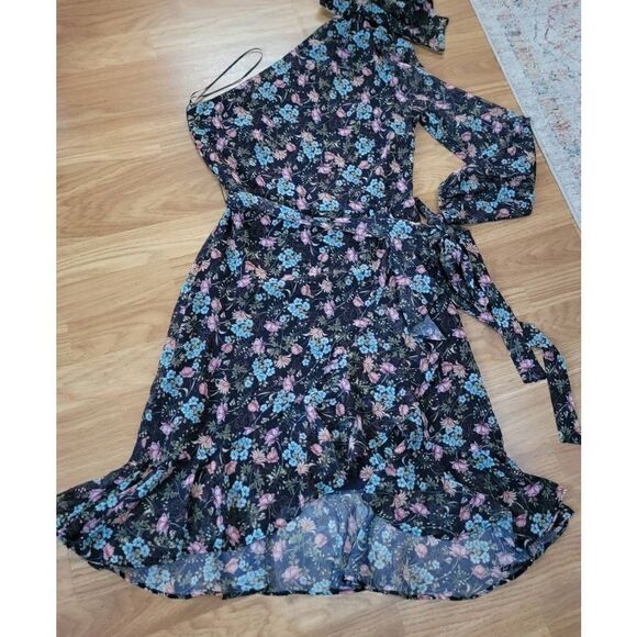 Mango Floral Print One Shoulder Dress 4 - Picture 10 of 10
